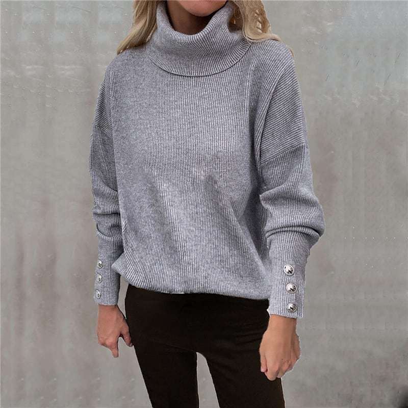 Striped High Head Loose Solid Color Sweater