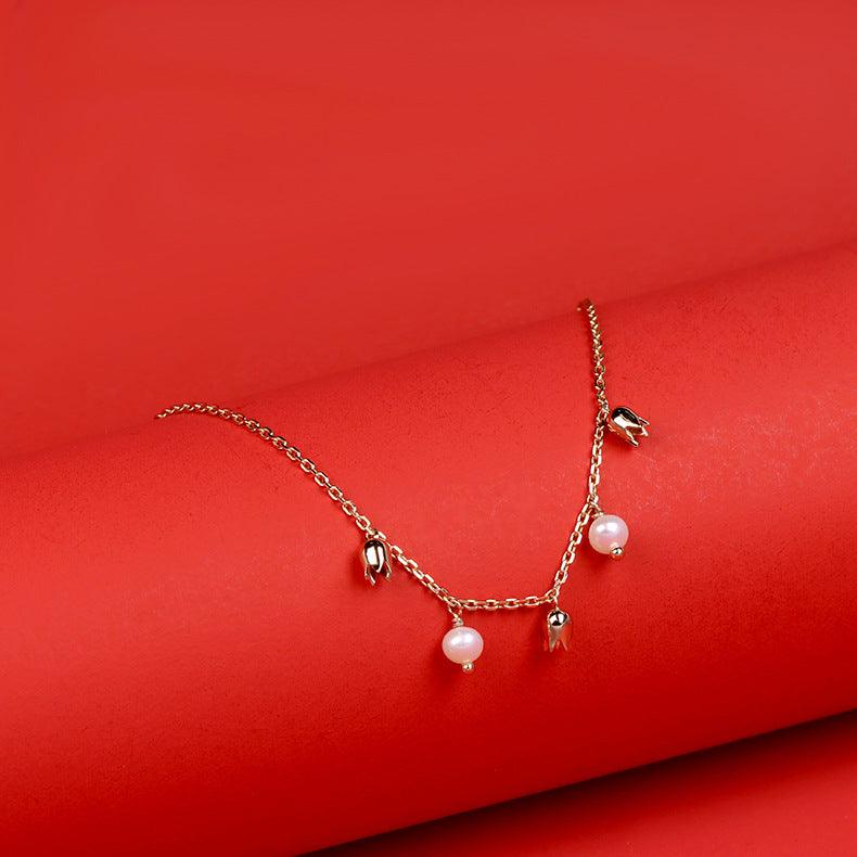 925 Silver Floral Pearl Bracelet