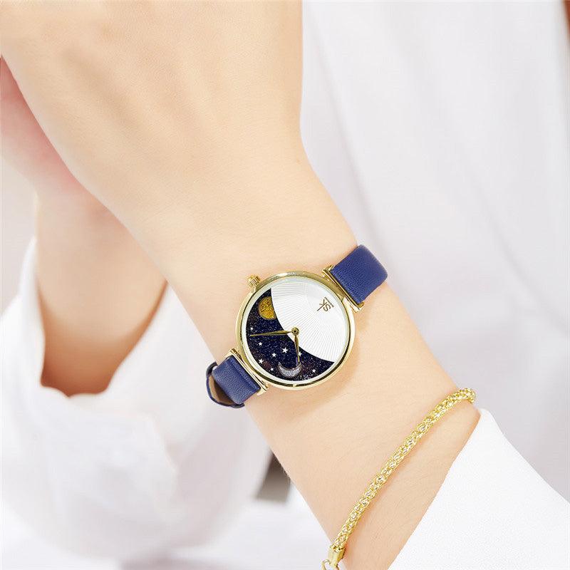 Sun And Moon Star Aurora Borealis Quartz Watch - Trendha