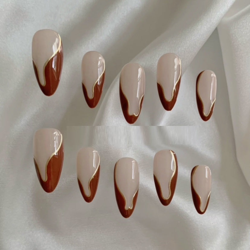 High-grade Almond French Finished Handmade Custom Press-On Nails