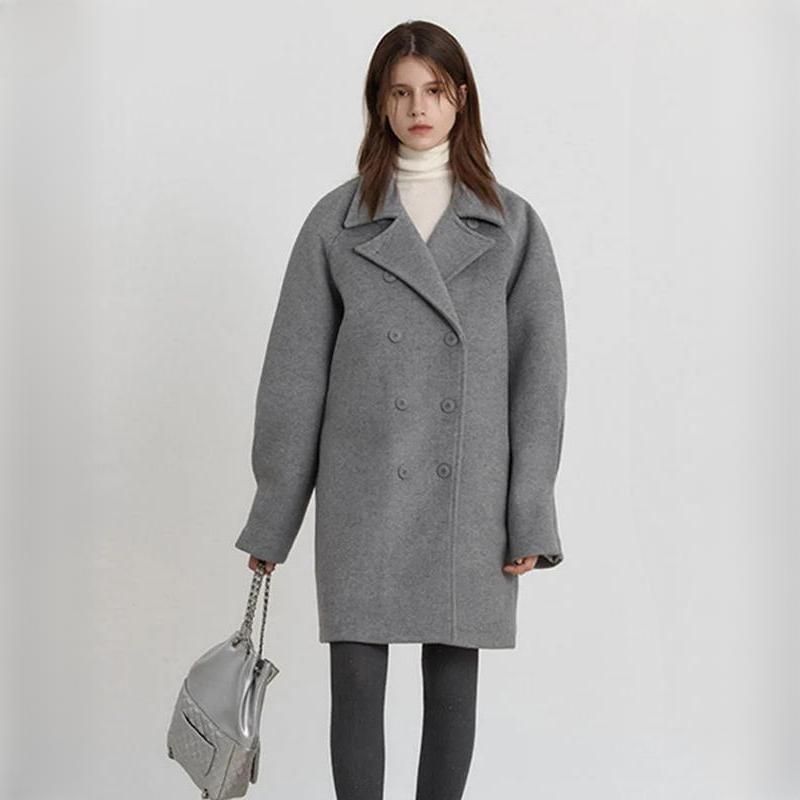Women's Double-Breasted Polyester Coat