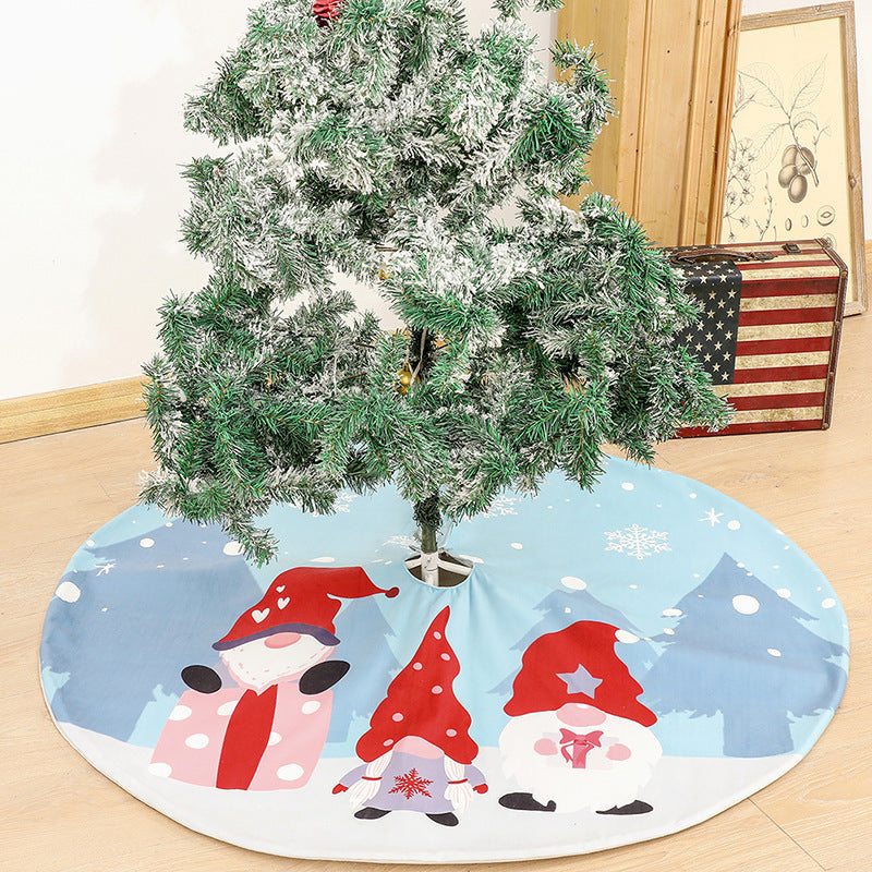 Blue Gnome Print Christmas Tree Skirt, 120 cm