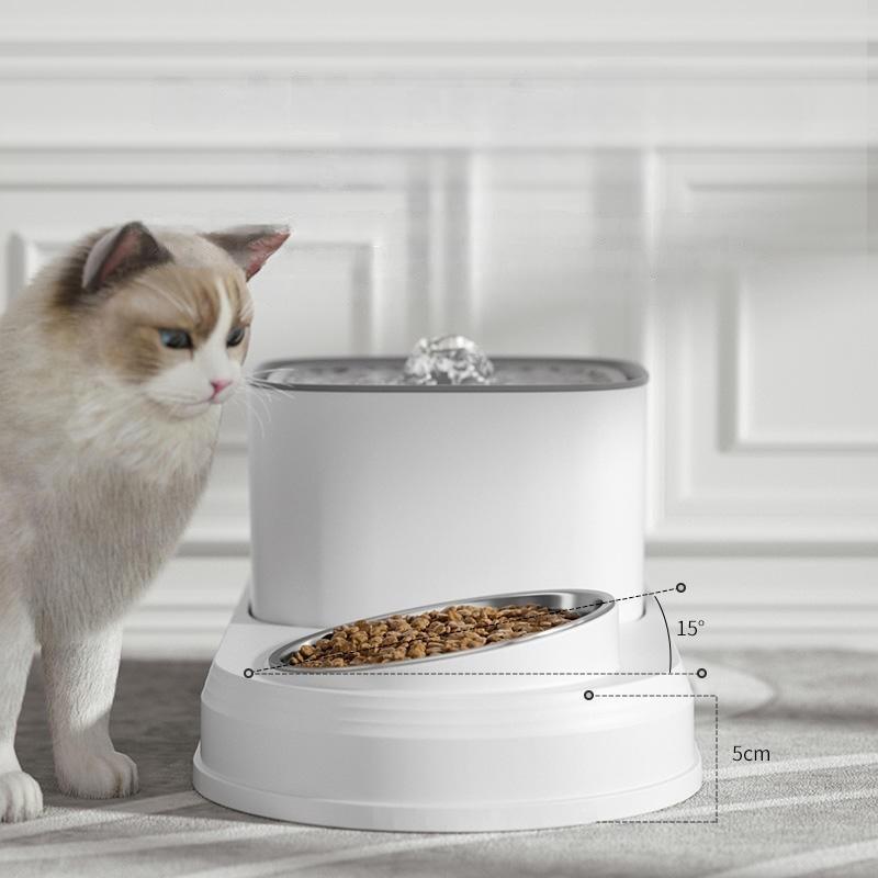 Automatic Cat Water Fountain & Food Bowl 3L - Dual-Function Pet Hydration Station