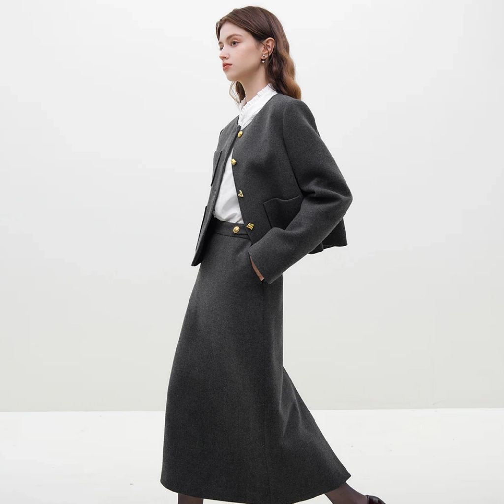 Wool-Blend Coat and Straight Skirt Separates