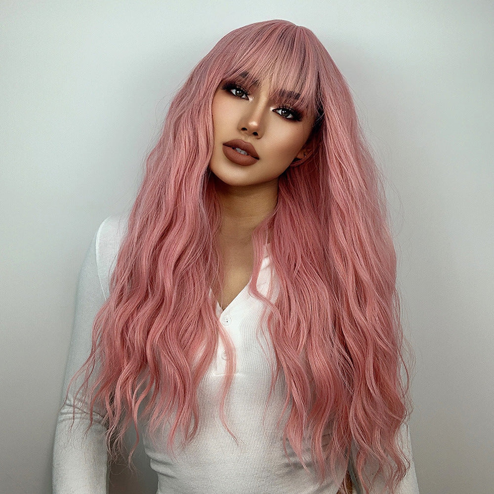 Air Bangs Wavy Long Curly Hair Chemical Fiber Wig Female