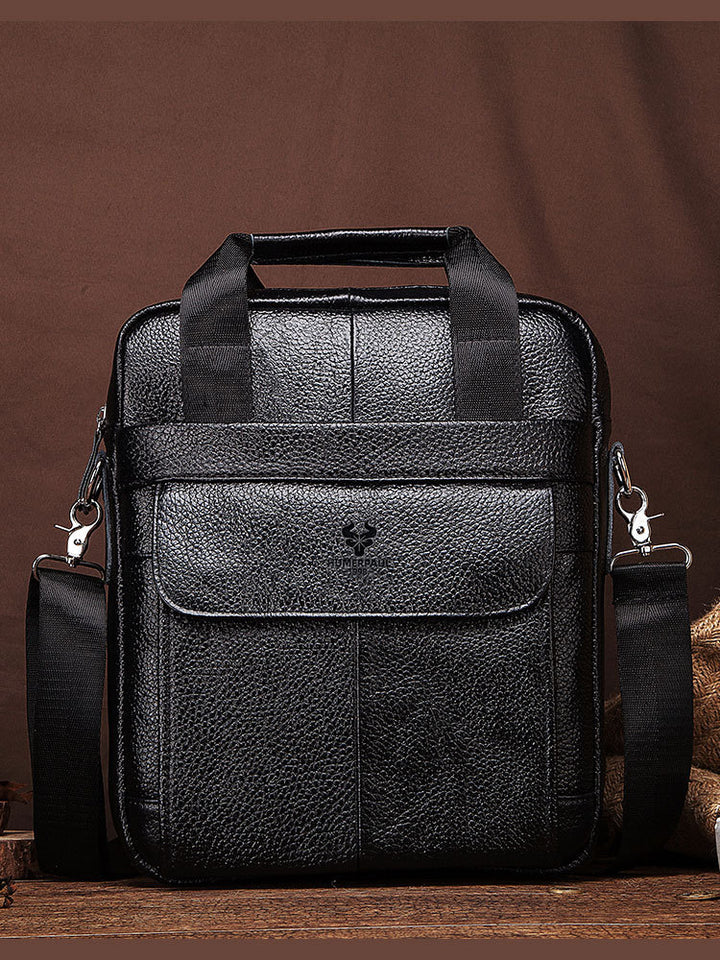 Hummer Business Commute Genuine Leather Men's Business Messenger Bag