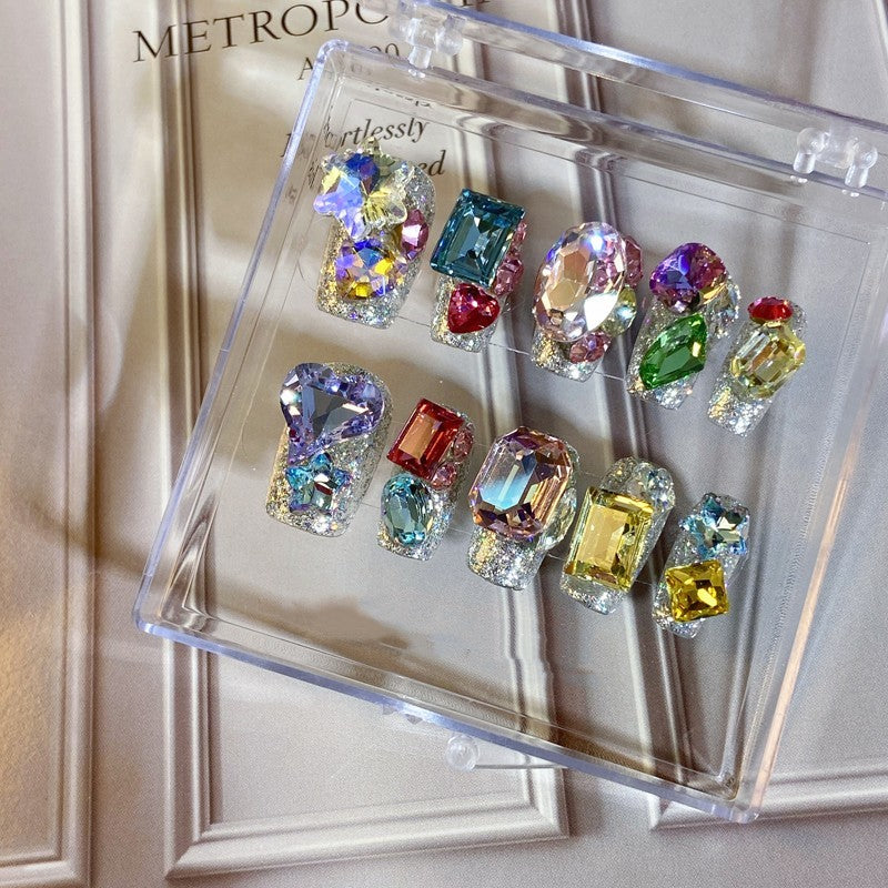 Family Portrait Gem Box Wear Nail Handmade Manicure