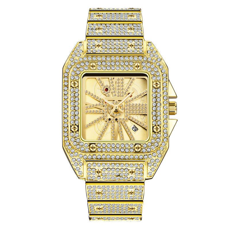 Hip Hop Full Diamond Large Dial Men's Quartz Watch - Trendha