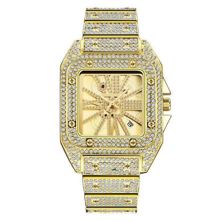 Hip Hop Full Diamond Large Dial Men's Quartz Watch - Trendha