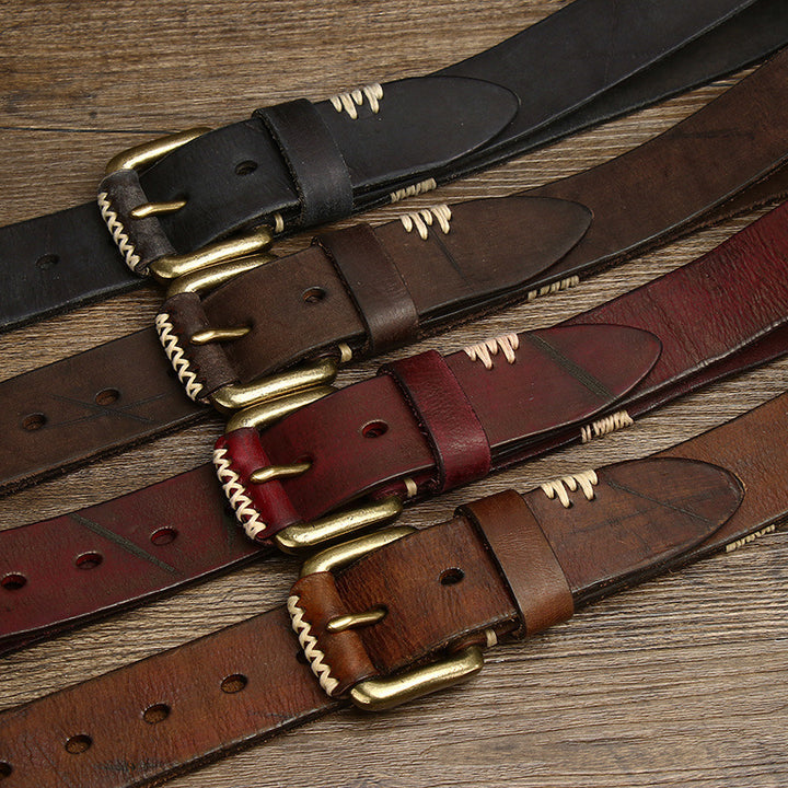 Handmade Retro First Layer Cow Leather Belt