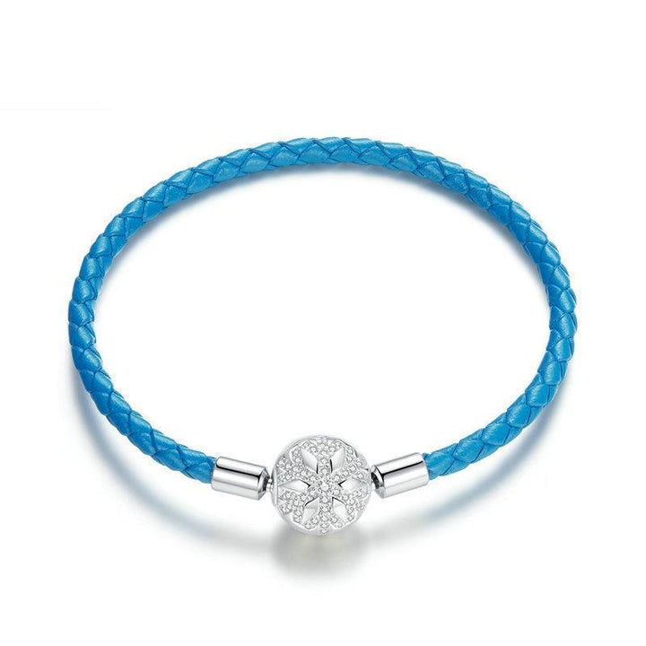 925 Silver Braided Blue Leather Rope Basic Single Chain - Trendha
