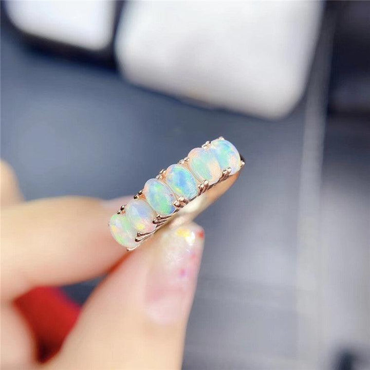 925 Silver Natural Opal Ring - Trendha