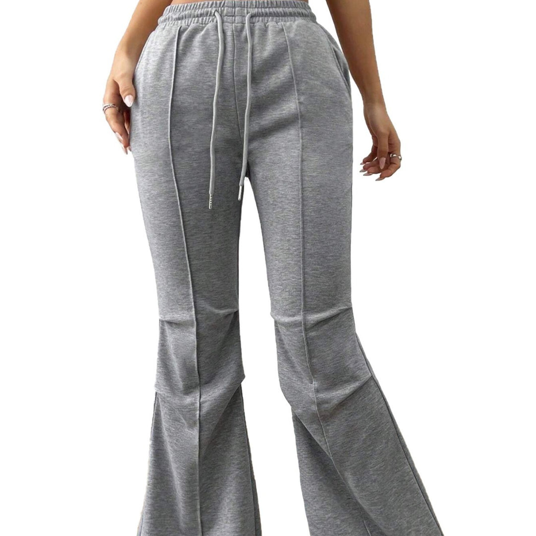 Simple Casual Pants Drawstring Elastic Waist Wide Leg Trousers