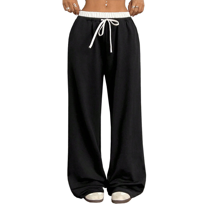 Straight Casual Pants Loose Elastic Waist Mop Trousers