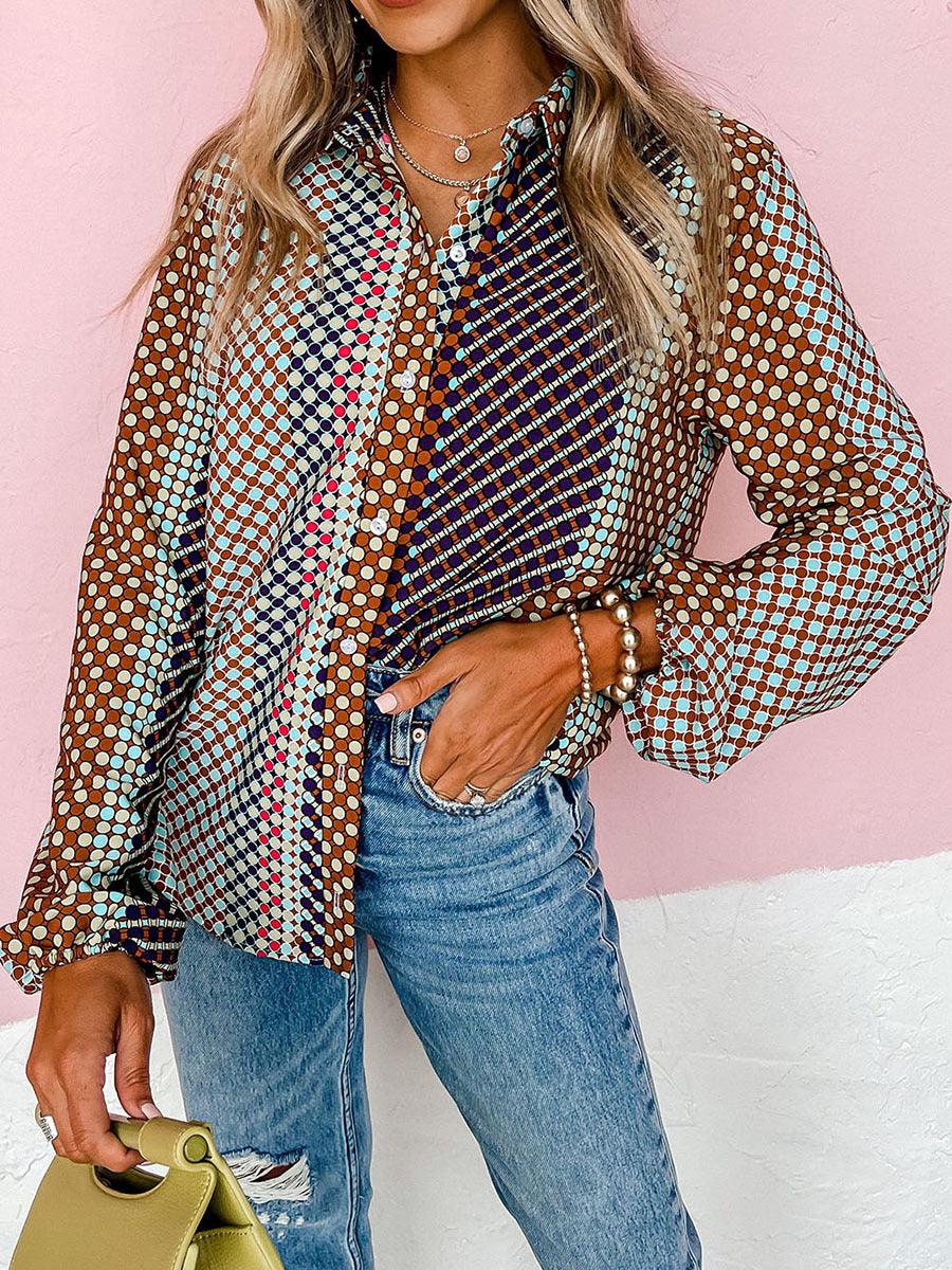 Autumn New Loose Printed Shirt European And American Leisure Commuter's All-matching Button Long Sleeve - Trendha