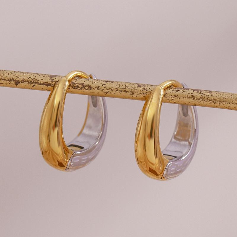 Two-Tone Stainless Steel Small Hoop Earrings