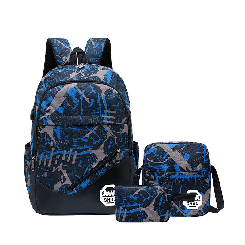 Backpack Flower Material Trendy Three-in-one Schoolbag - Trendha