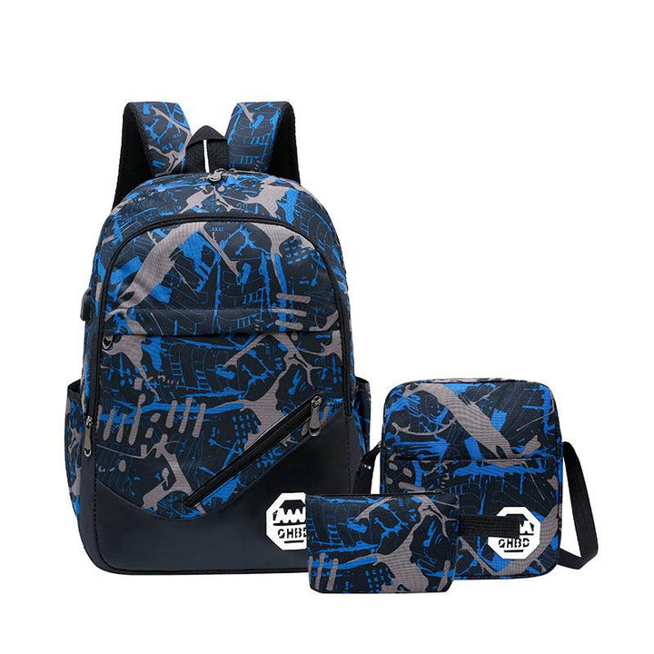 Backpack Flower Material Trendy Three-in-one Schoolbag - Trendha