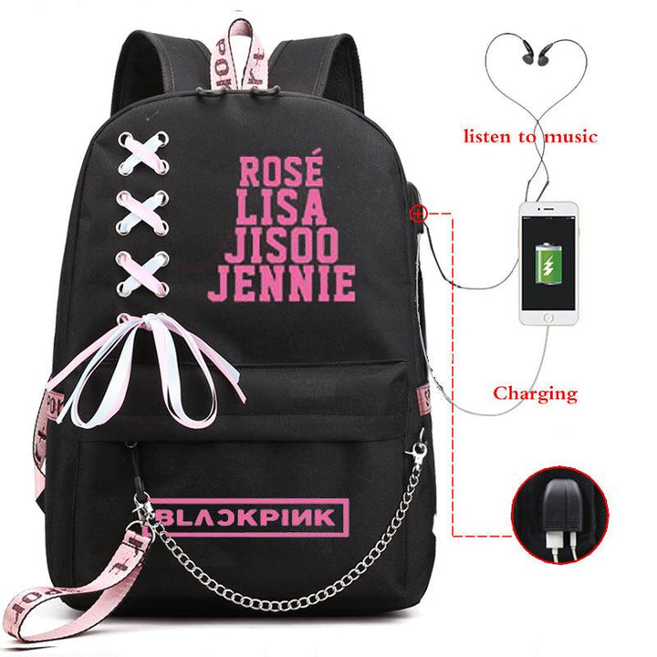 Backpack Korean Style USB Charging Student Female Large-capacity Backpack - Trendha