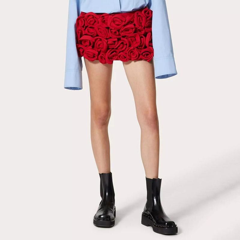 High-Waisted Rose-Applique Shorts for Women