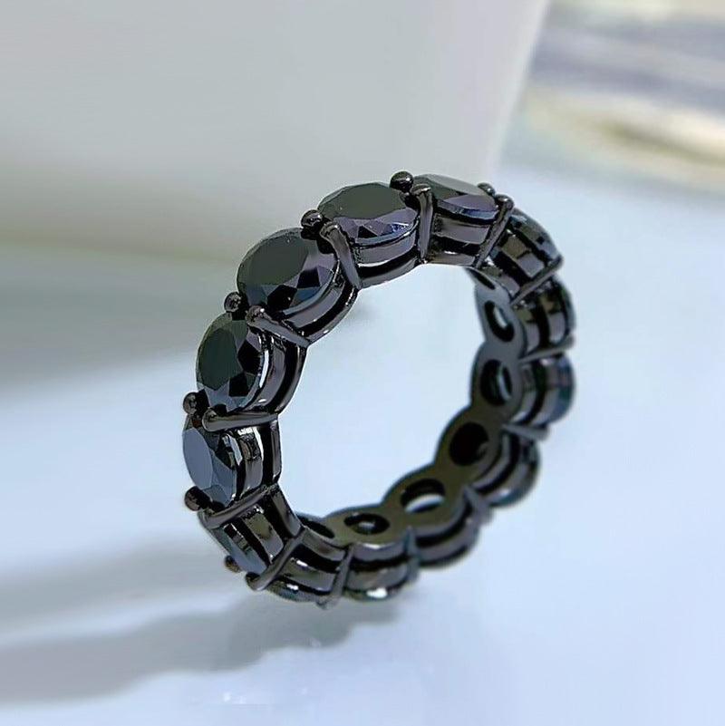 Black Diamond Round Men And Women Ring - Trendha