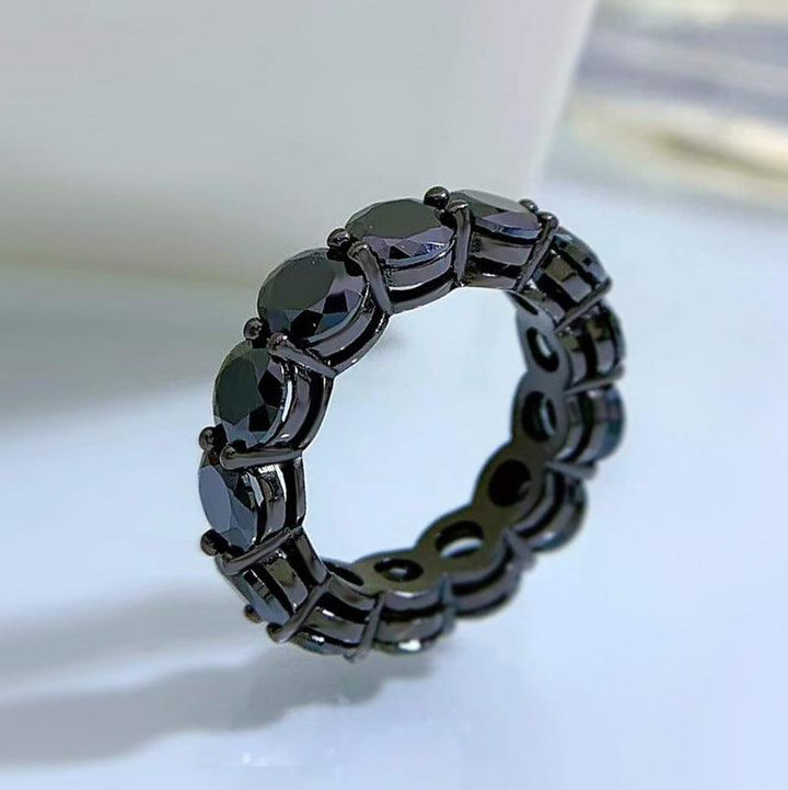 Black Diamond Round Men And Women Ring - Trendha