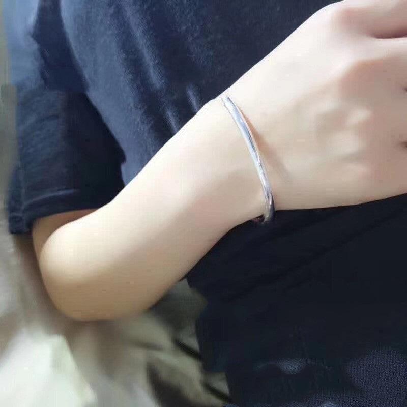 Bracelet Glossy Pole Sterling Silver 999 Fracture Single Ring