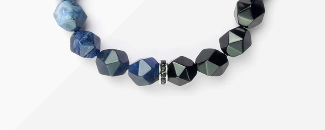 Bracelet Men's Crystal String Natural Blue Stone - Trendha