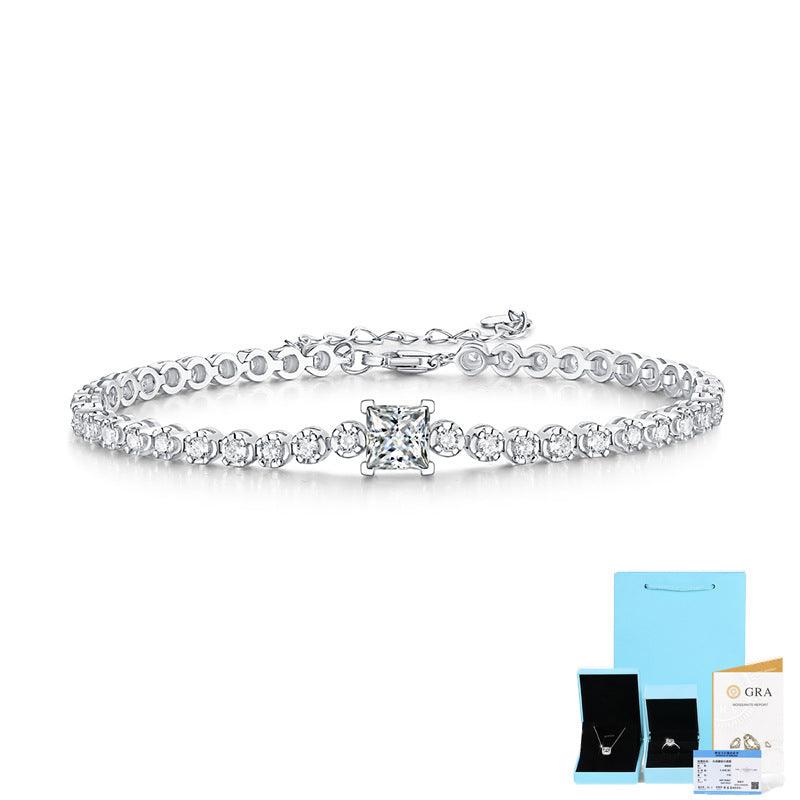 Bracelet S925 Silver Inlay Moissanite Rubik's Cube - Trendha