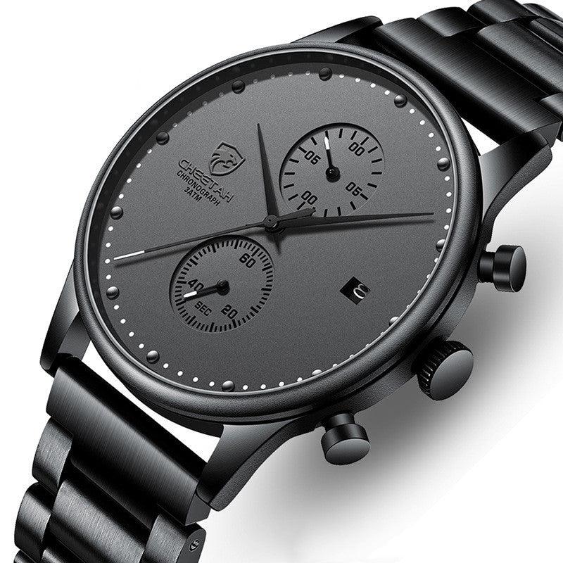Business Men's Watch Hot Selling Waterproof Steel Band Multifunctiona - Trendha