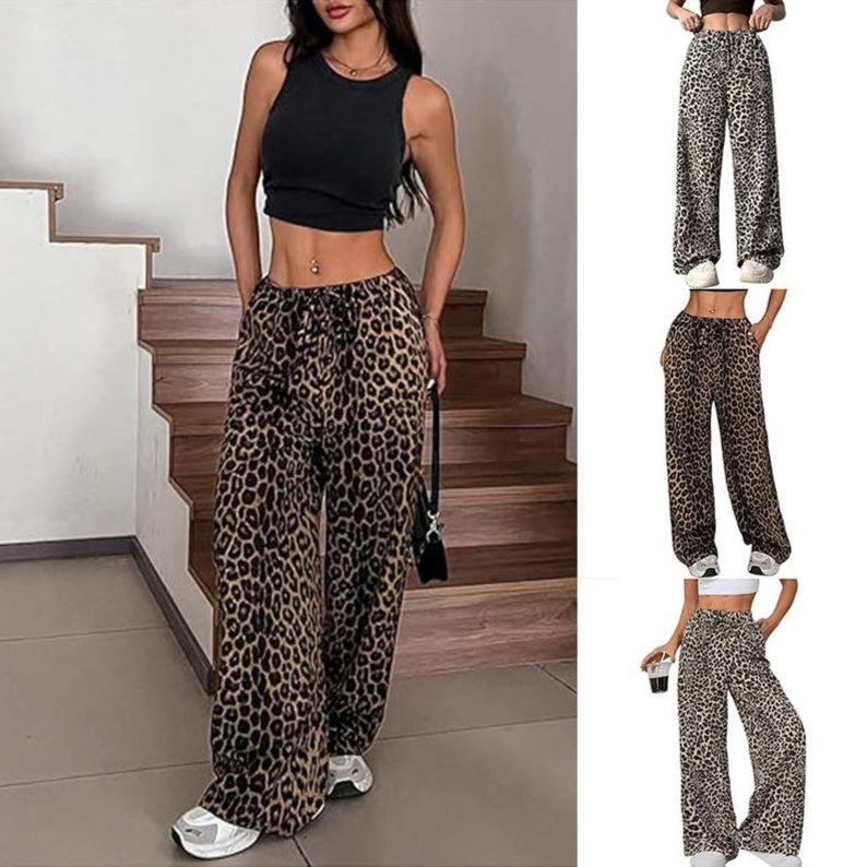 All-match Leopard Print Low Waist Casual Pants