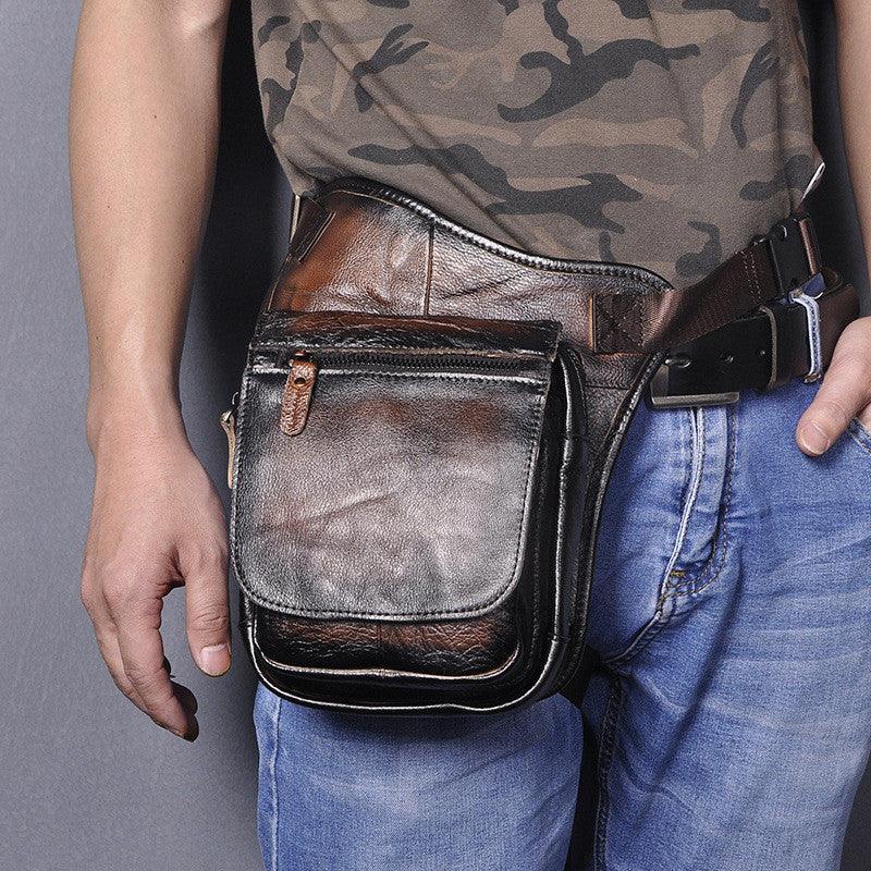 Men's Cowhide Waist and Shoulder Bag