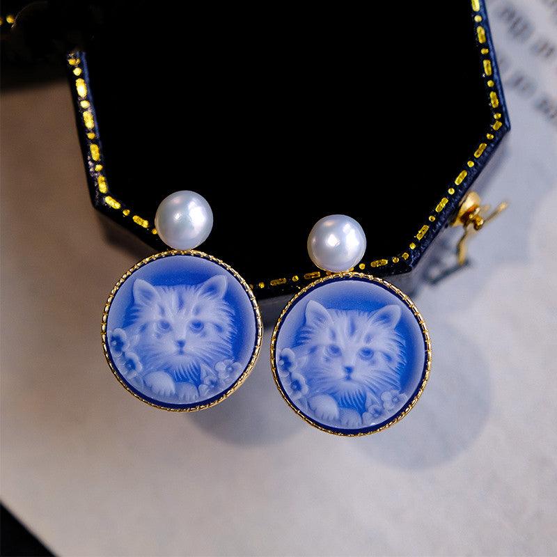 Cat Earrings Trendy Sterling Silver Niche Design Sense - Trendha