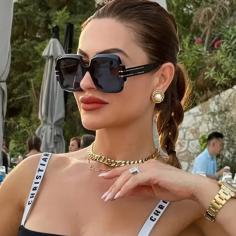 Oversized Square Sunglasses with Gradient Lenses