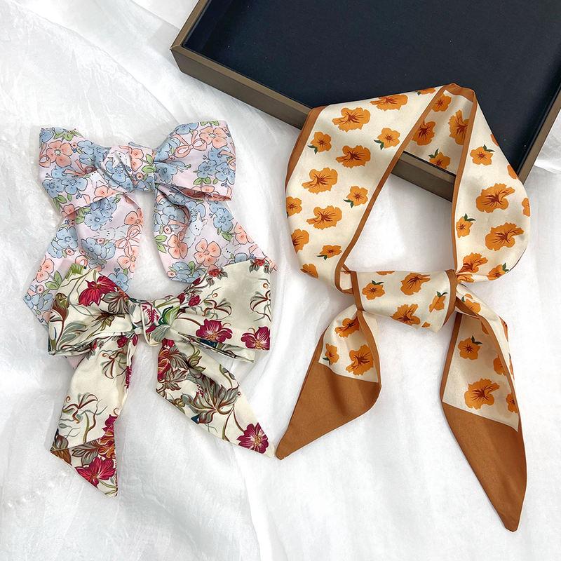 Shimmering Polyester Ribbon Hair Ties & Scarf Set