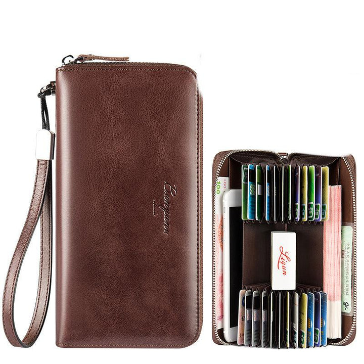 Clutch Bag Bank Card Holder Leather Anti-degaussing Anti-theft Brush - Trendha