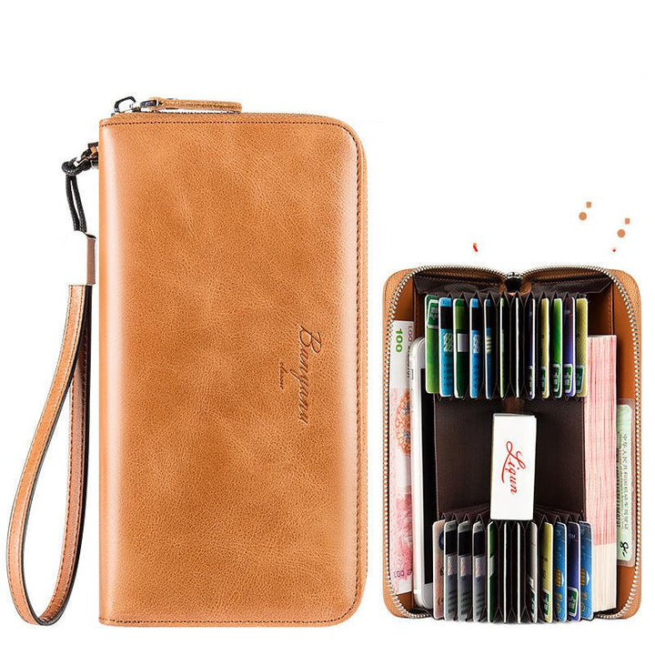 Clutch Bag Bank Card Holder Leather Anti-degaussing Anti-theft Brush - Trendha