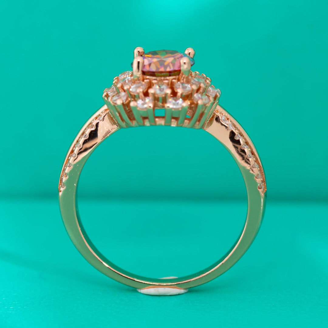 Colorful Red Moissanite Flower Ring For Women - Trendha