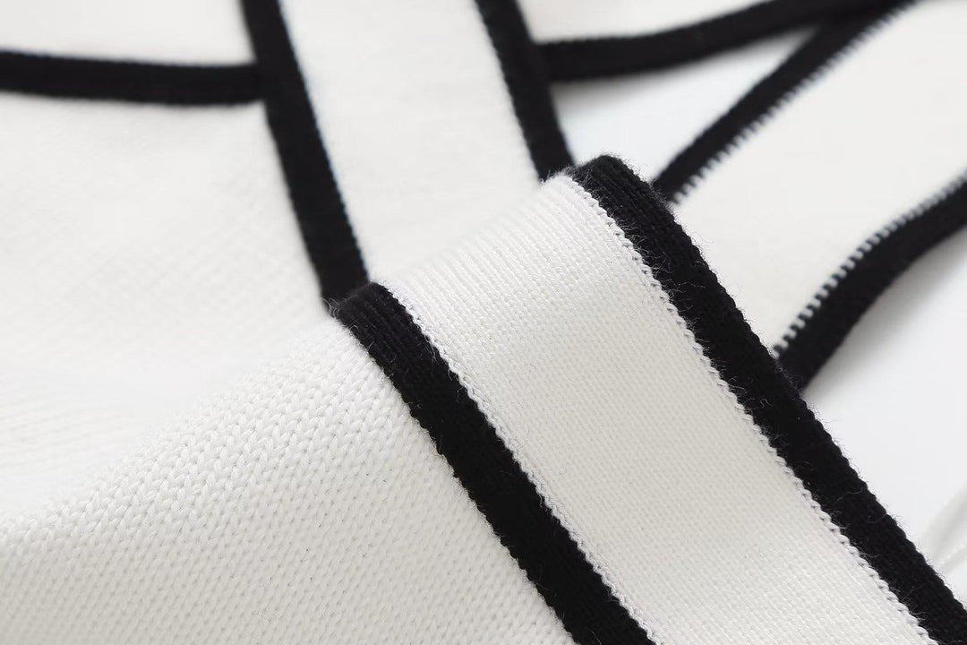 Contrast Color Cross V-neck Sling Top - Trendha