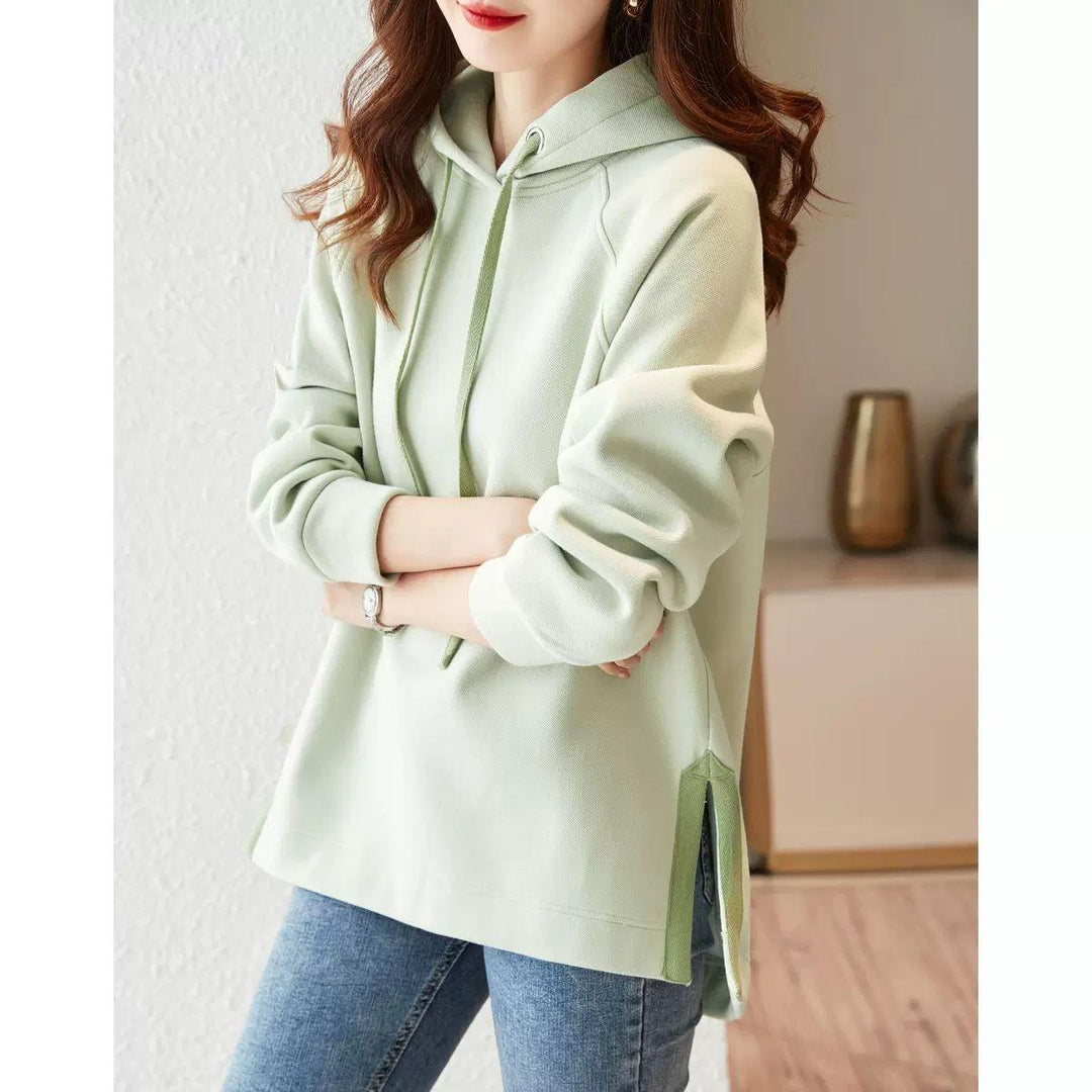 Cotton Hooded Sweater For Women Loose Fitting - Trendha