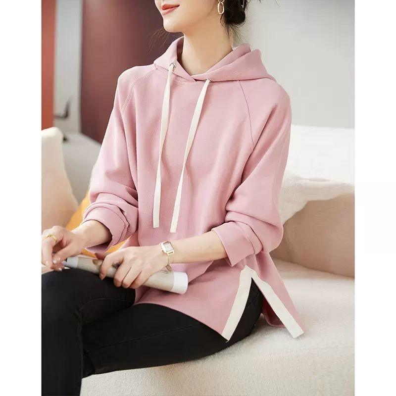 Cotton Hooded Sweater For Women Loose Fitting - Trendha