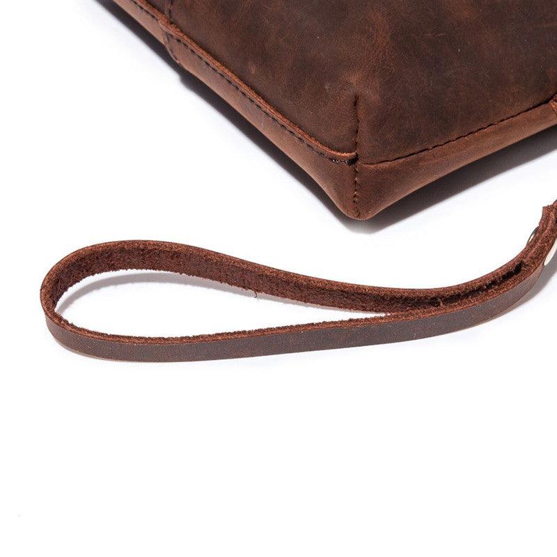 Crazy Horse Leather Simple Retro Long Purse Clutch Bag - Trendha