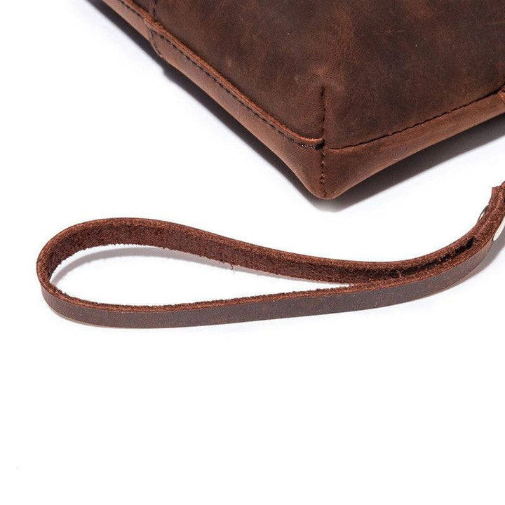 Crazy Horse Leather Simple Retro Long Purse Clutch Bag - Trendha