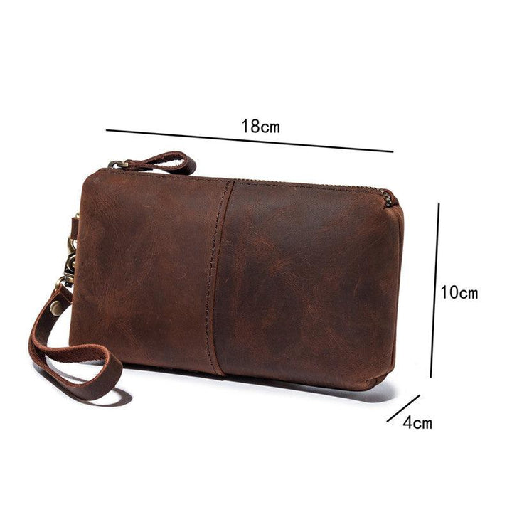 Crazy Horse Leather Simple Retro Long Purse Clutch Bag - Trendha