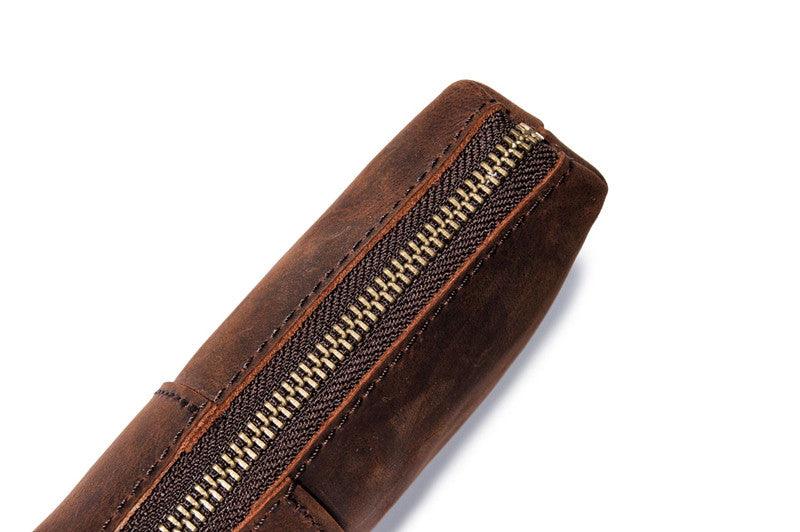 Crazy Horse Leather Simple Retro Long Purse Clutch Bag - Trendha