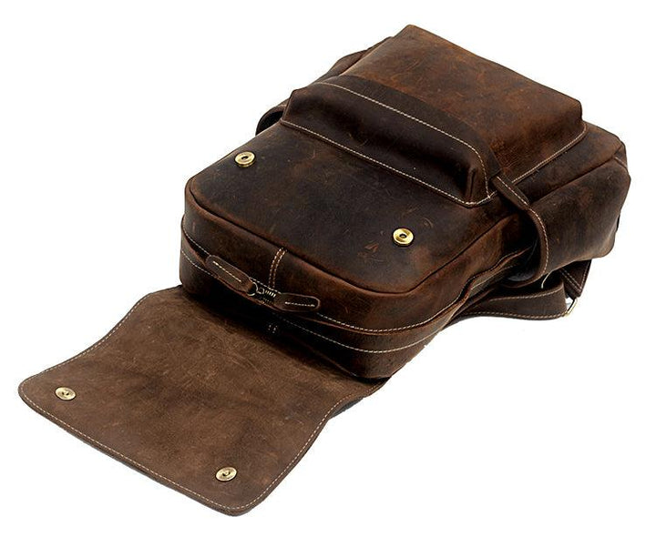 Crazy Horse Men's Leather Korean Style Backpack Retro - Trendha