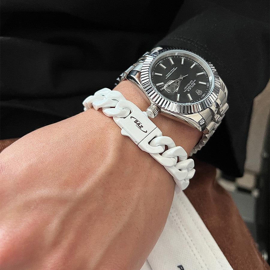 Cuban Bracelet With Three Dimensional Buckle