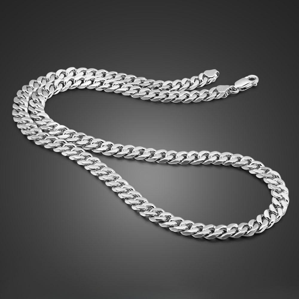 Silver-Tone Cuban Chain Necklace