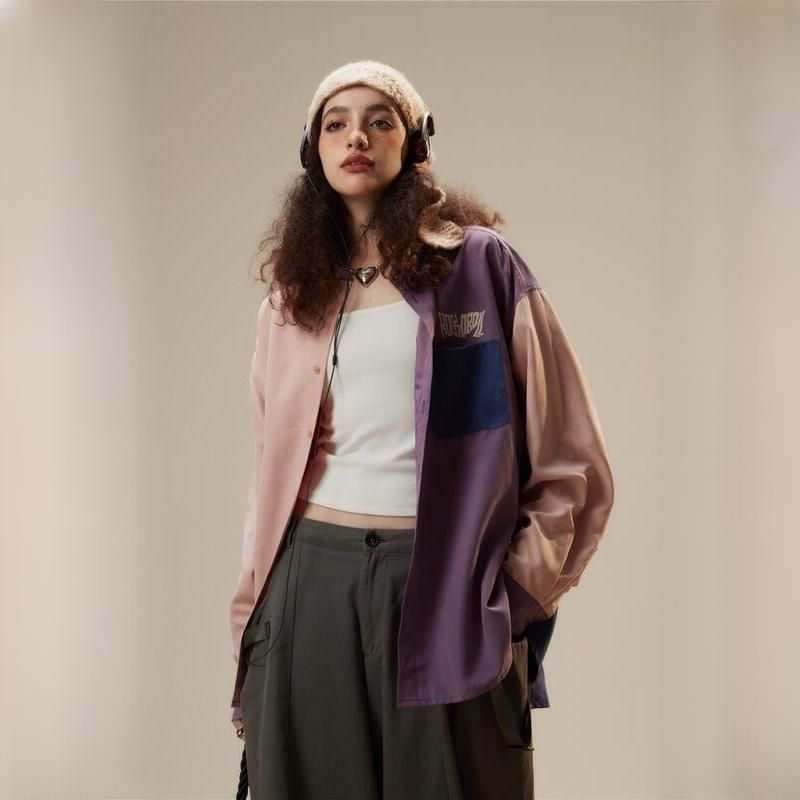 Color-Block Oversized Graphic Shirt