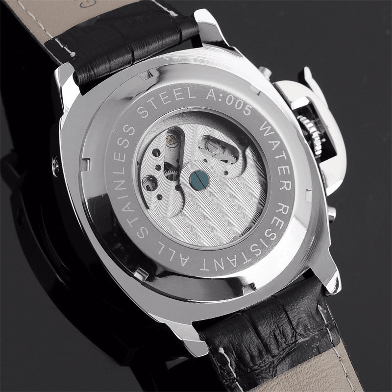 Double-sided Skeleton Luminous Men's Watch Automatic Belt Mechanical - Trendha
